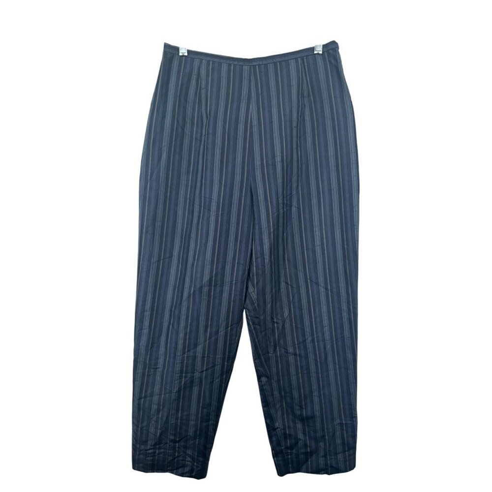 Vintage Amanda Smith Womens Trousers Sz M Gray Striped 100% Silk Lined Classic